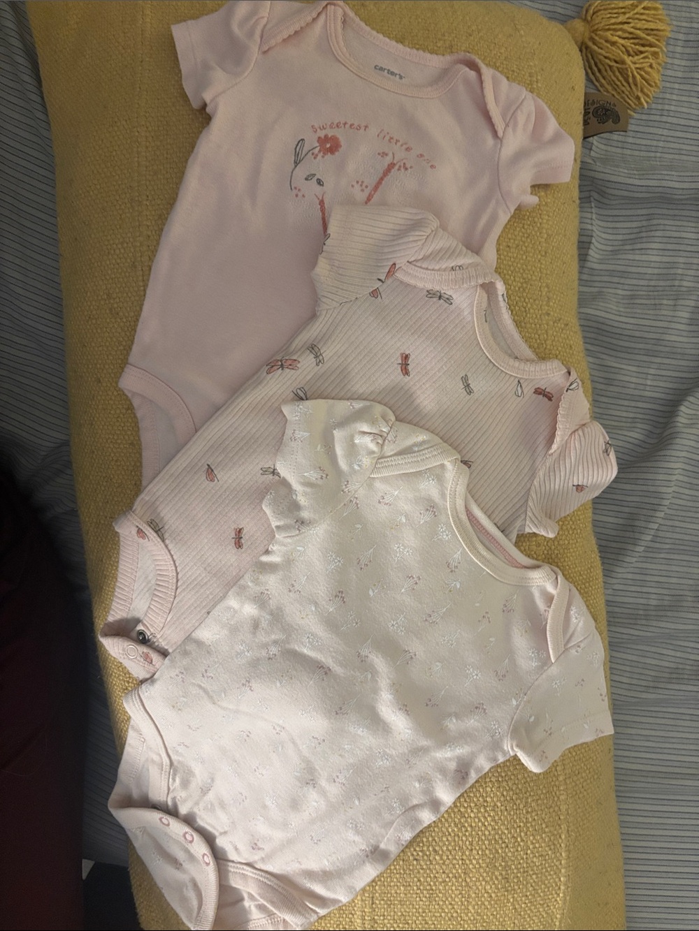 Carter's Pink & Light Pink Short-Sleeve Baby One-Piece Bodysuits - 3 Pack